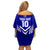 Custom Kimbe Cutters Rugby Off Shoulder Short Dress Papua New Guinea Polynesian Tattoo Blue Version LT03 - Polynesian Pride