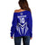 Custom Kimbe Cutters Rugby Off Shoulder Sweater Papua New Guinea Polynesian Tattoo Blue Version LT03 - Polynesian Pride