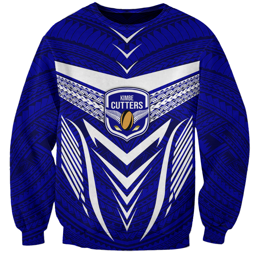 Custom Kimbe Cutters Rugby Sweatshirt Papua New Guinea Polynesian Tattoo Blue Version LT03 Unisex Blue - Polynesian Pride