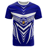Custom Kimbe Cutters Rugby T Shirt Papua New Guinea Polynesian Tattoo Blue Version LT03 Blue - Polynesian Pride