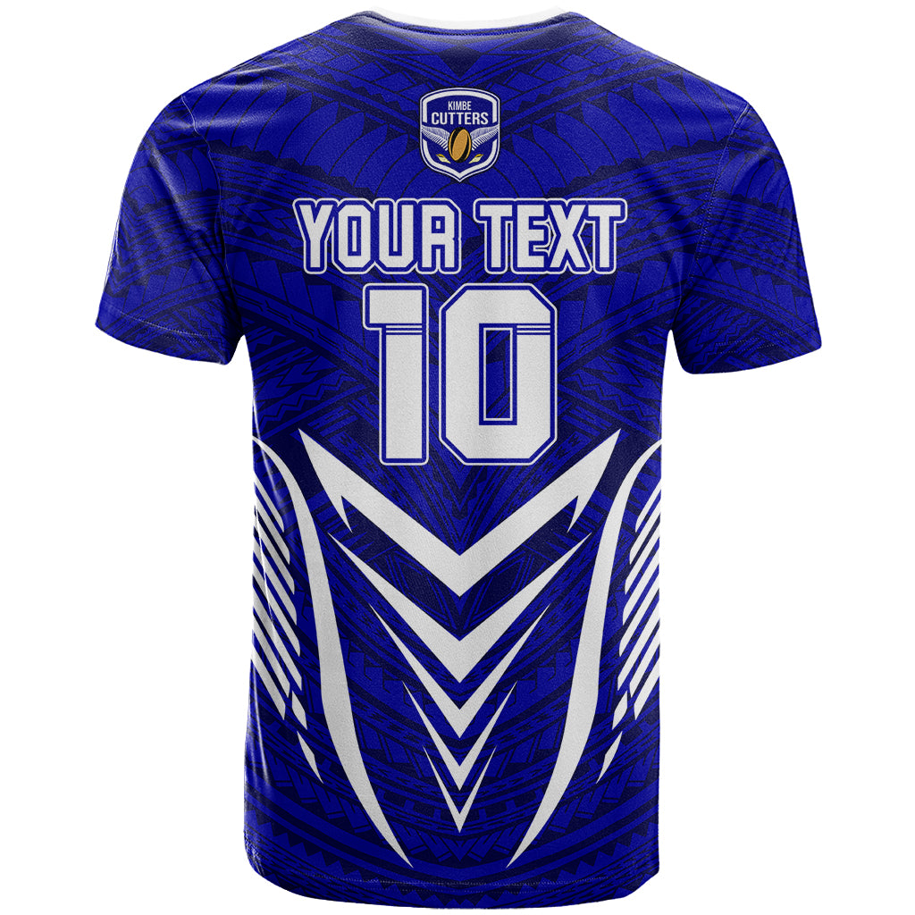 Custom Kimbe Cutters Rugby T Shirt Papua New Guinea Polynesian Tattoo Blue Version LT03 - Polynesian Pride