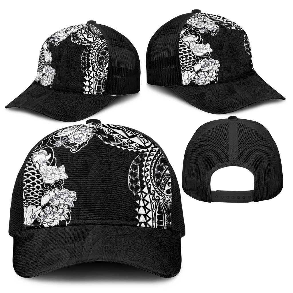 Japanese Irezumi and Hawaiian Polynesian Art Tattoo Baseball Net Cap Black Color - Polynesian Pride
