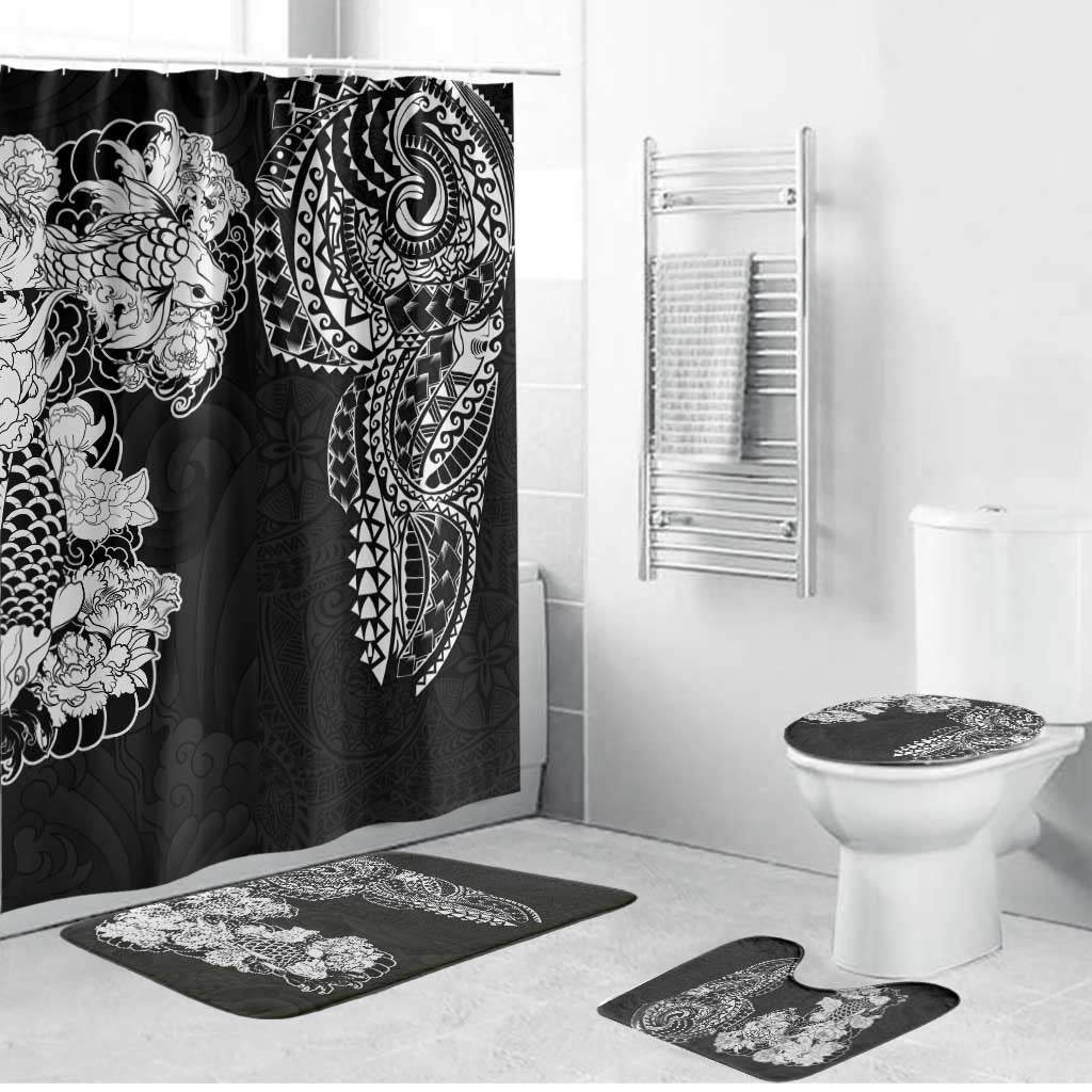 Japanese Irezumi and Hawaiian Polynesian Art Tattoo Bathroom Set Black Color - Polynesian Pride