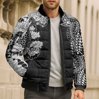 Japanese Irezumi and Hawaiian Polynesian Art Tattoo Bomber Puffer Jacket Black Color - Polynesian Pride