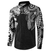 Japanese Irezumi and Hawaiian Polynesian Art Tattoo Button Sweatshirt Black Color - Polynesian Pride
