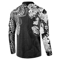 Japanese Irezumi and Hawaiian Polynesian Art Tattoo Button Sweatshirt Black Color - Polynesian Pride