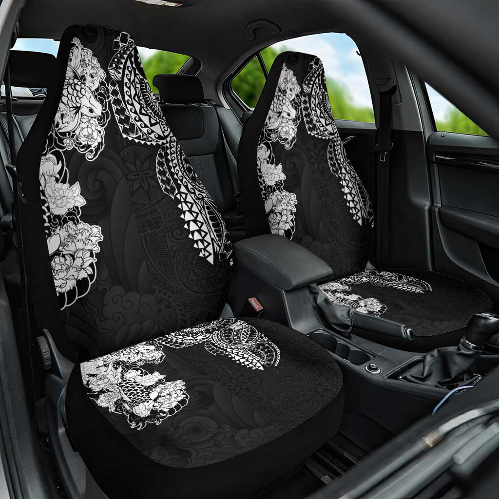 Japanese Irezumi and Hawaiian Polynesian Art Tattoo Car Seat Cover Black Color - Polynesian Pride