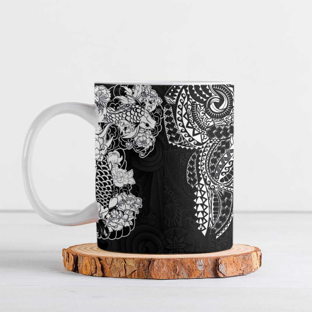 Japanese Irezumi and Hawaiian Polynesian Art Tattoo Ceramic Mug Black Color - Polynesian Pride