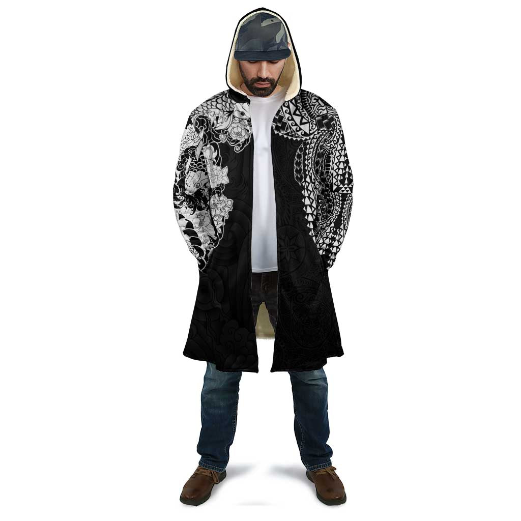 Japanese Irezumi and Hawaiian Polynesian Art Tattoo Cloak Black Color - Polynesian Pride