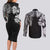 Japanese Irezumi and Hawaiian Polynesian Art Tattoo Couples Matching Long Sleeve Bodycon Dress and Long Sleeve Button Shirt Black Color - Polynesian Pride