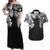 Japanese Irezumi and Hawaiian Polynesian Art Tattoo Couples Matching Off Shoulder Maxi Dress and Hawaiian Shirt Black Color - Polynesian Pride