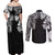 Japanese Irezumi and Hawaiian Polynesian Art Tattoo Couples Matching Off Shoulder Maxi Dress and Long Sleeve Button Shirt Black Color - Polynesian Pride