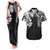 Japanese Irezumi and Hawaiian Polynesian Art Tattoo Couples Matching Tank Maxi Dress and Hawaiian Shirt Black Color - Polynesian Pride