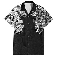 Japanese Irezumi and Hawaiian Polynesian Art Tattoo Family Matching Long Sleeve Bodycon Dress and Hawaiian Shirt Black Color - Polynesian Pride