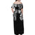 Japanese Irezumi and Hawaiian Polynesian Art Tattoo Family Matching Off Shoulder Maxi Dress and Hawaiian Shirt Black Color - Polynesian Pride