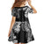 Japanese Irezumi and Hawaiian Polynesian Art Tattoo Family Matching Off Shoulder Short Dress and Hawaiian Shirt Black Color - Polynesian Pride