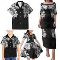 Japanese Irezumi and Hawaiian Polynesian Art Tattoo Family Matching Puletasi and Hawaiian Shirt Black Color - Polynesian Pride
