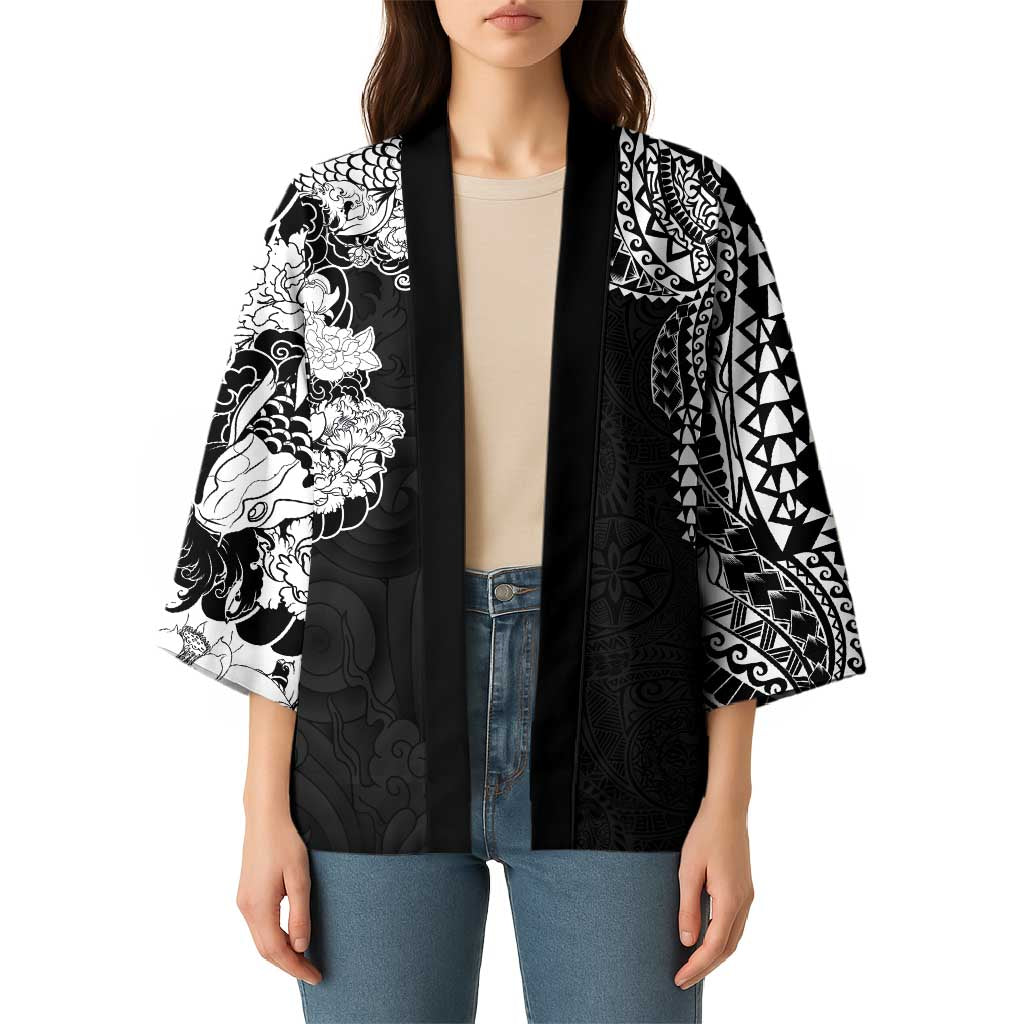 Japanese Irezumi and Hawaiian Polynesian Art Tattoo Kimono Black Color - Polynesian Pride