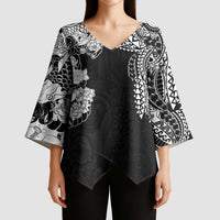 Japanese Irezumi and Hawaiian Polynesian Art Tattoo Kimono Sleeve Blouse Black Color - Polynesian Pride