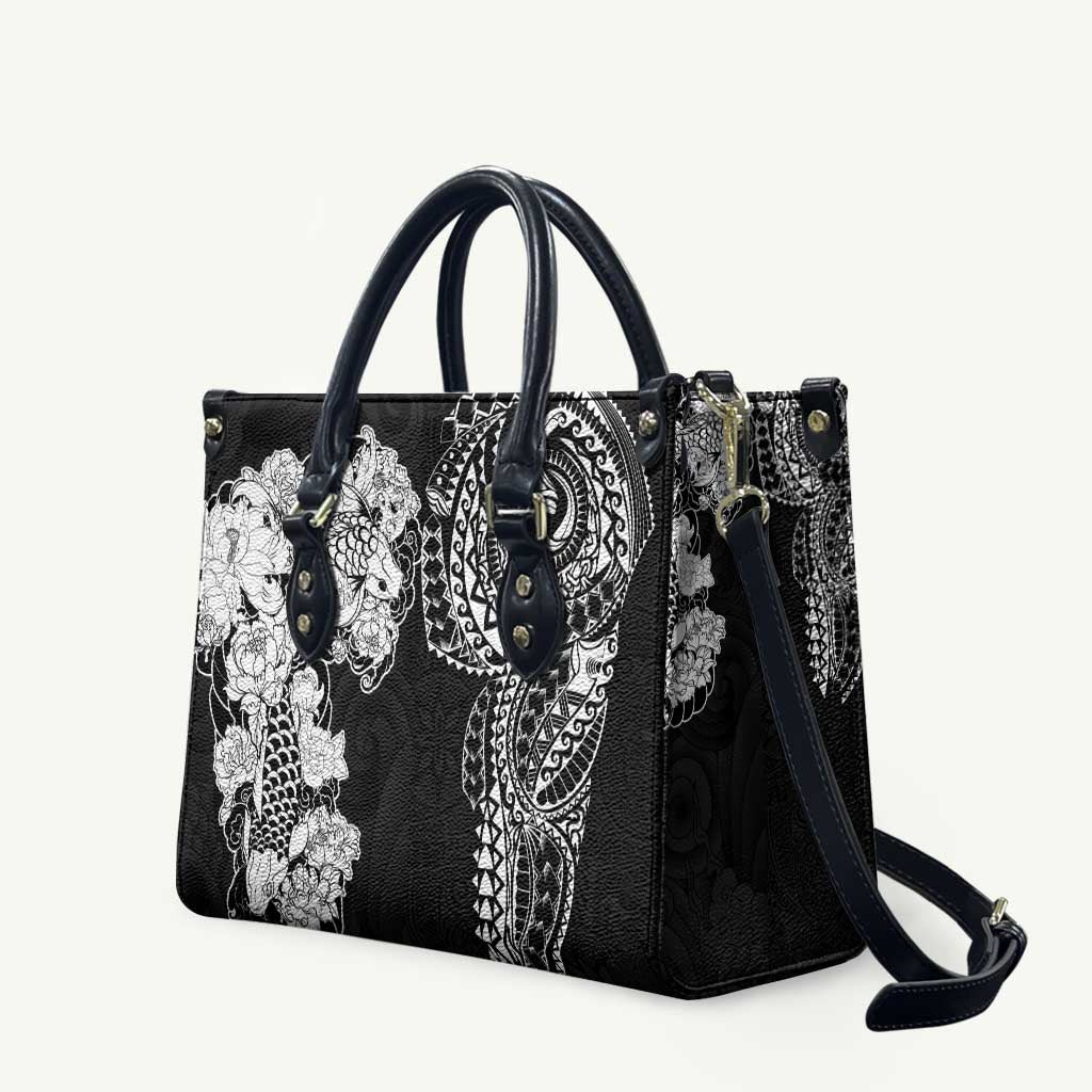 Japanese Irezumi and Hawaiian Polynesian Art Tattoo Leather Bag Black Color - Polynesian Pride