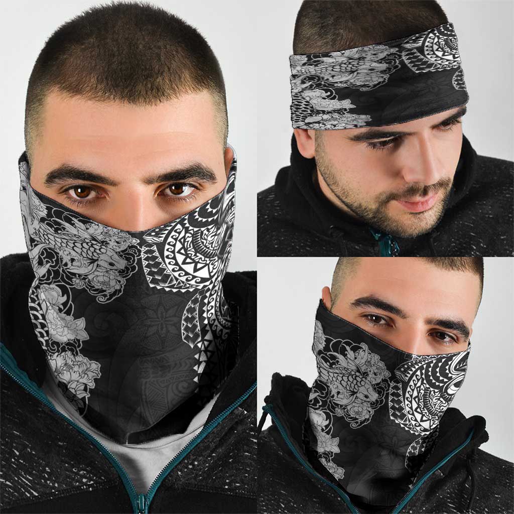 Japanese Irezumi and Hawaiian Polynesian Art Tattoo Neck Gaiter Black Color - Polynesian Pride