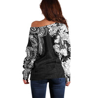Japanese Irezumi and Hawaiian Polynesian Art Tattoo Off Shoulder Sweater Black Color - Polynesian Pride