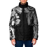 Japanese Irezumi and Hawaiian Polynesian Art Tattoo Padded Jacket Black Color - Polynesian Pride