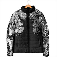 Japanese Irezumi and Hawaiian Polynesian Art Tattoo Padded Jacket Black Color - Polynesian Pride