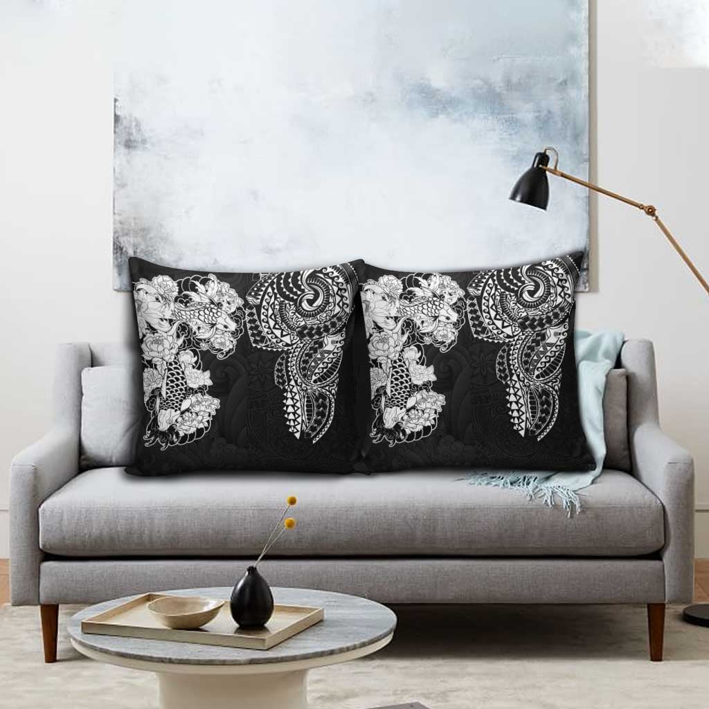 Japanese Irezumi and Hawaiian Polynesian Art Tattoo Pillow Cover Black Color - Polynesian Pride