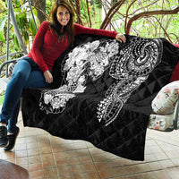 Japanese Irezumi and Hawaiian Polynesian Art Tattoo Quilt Black Color - Polynesian Pride