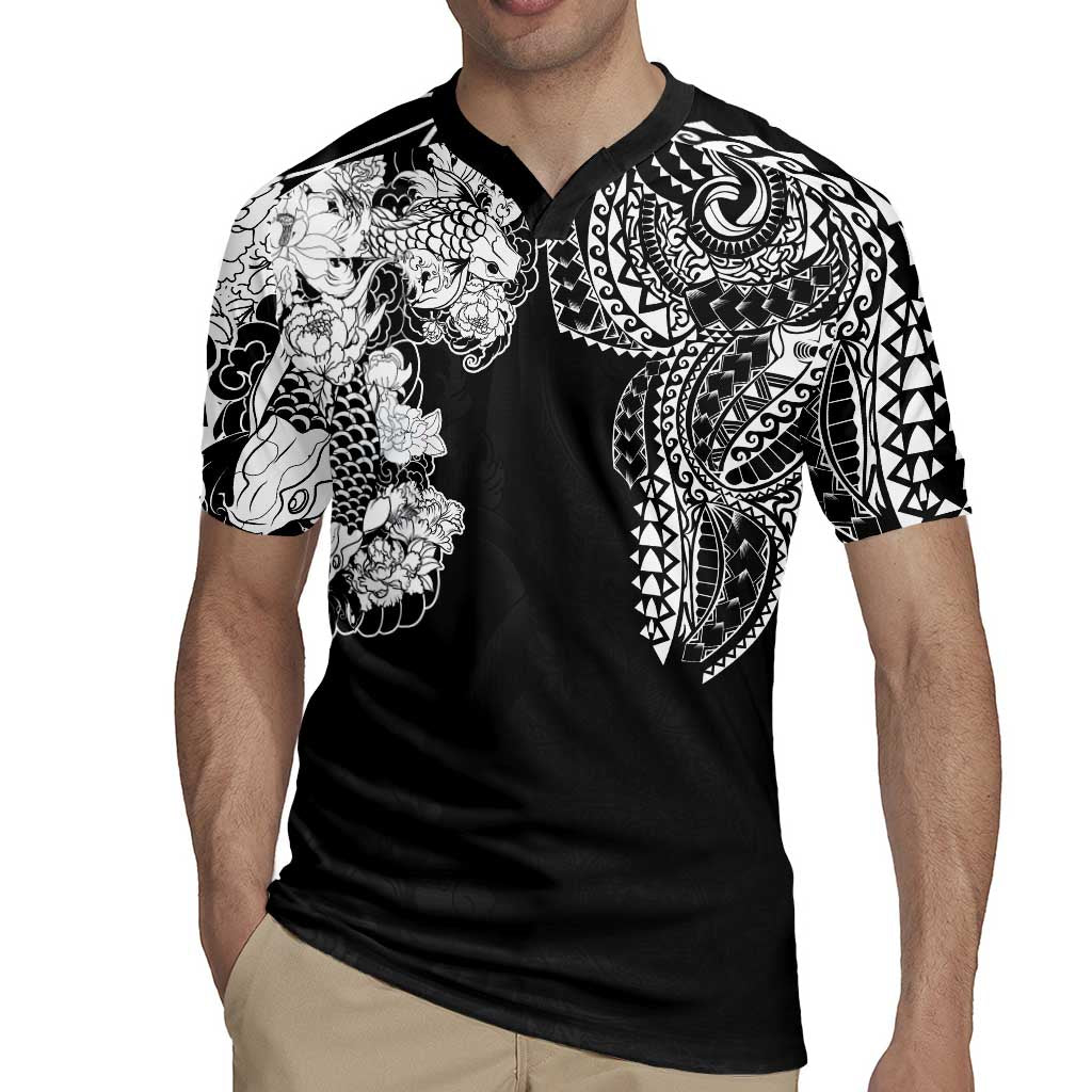 Japanese Irezumi and Hawaiian Polynesian Art Tattoo Rugby Jersey Black Color - Polynesian Pride