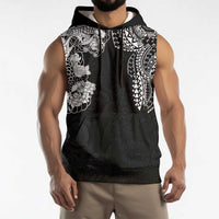 Japanese Irezumi and Hawaiian Polynesian Art Tattoo Sleeveless Hoodie Black Color - Polynesian Pride