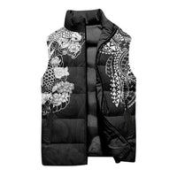 Japanese Irezumi and Hawaiian Polynesian Art Tattoo Sleeveless Puffer Jacket Black Color - Polynesian Pride