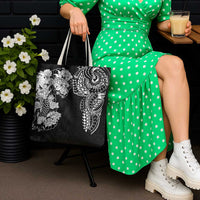 Japanese Irezumi and Hawaiian Polynesian Art Tattoo Tote Bag Black Color - Polynesian Pride