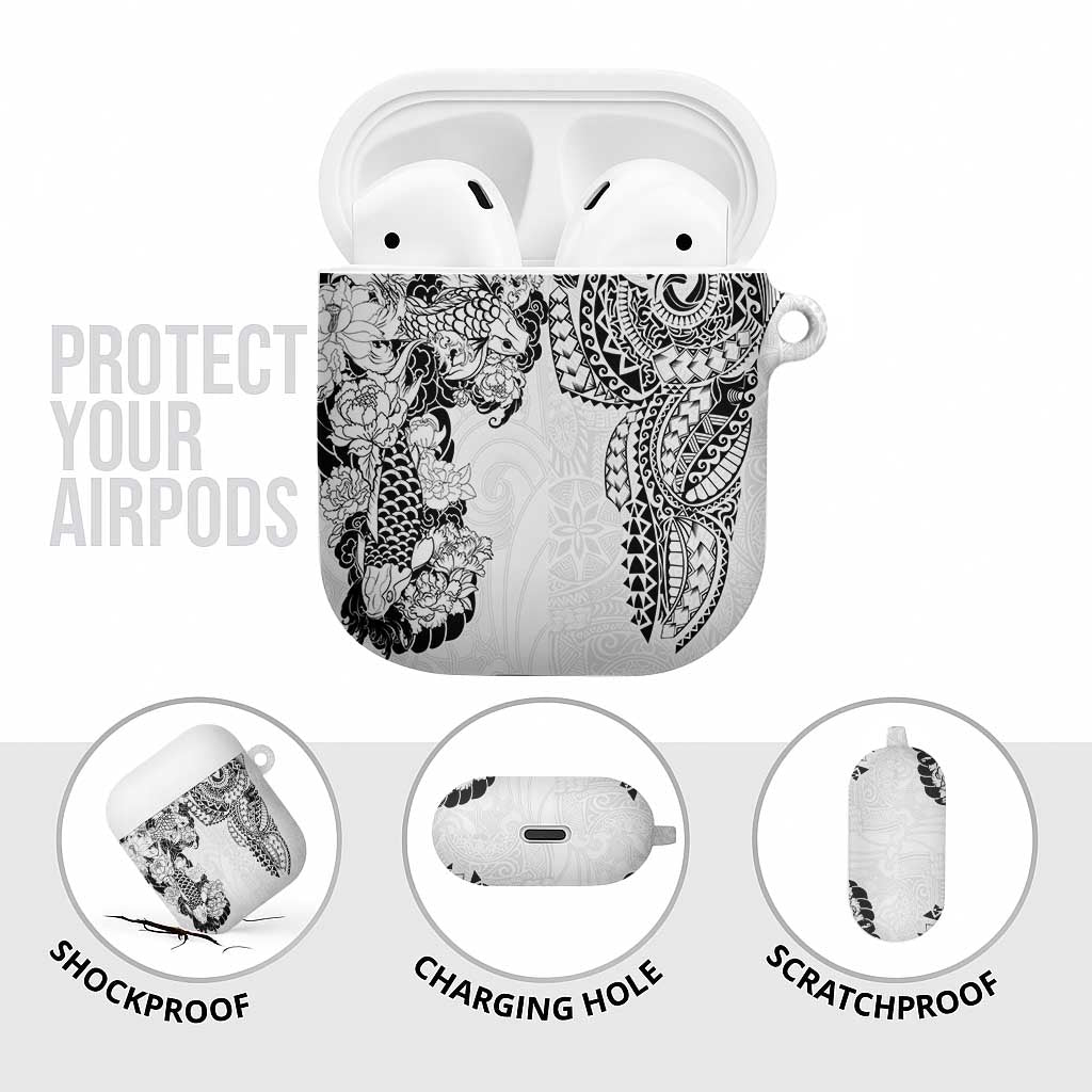 Japanese Irezumi and Hawaiian Polynesian Art Tattoo AirPods Case White Color - Polynesian Pride
