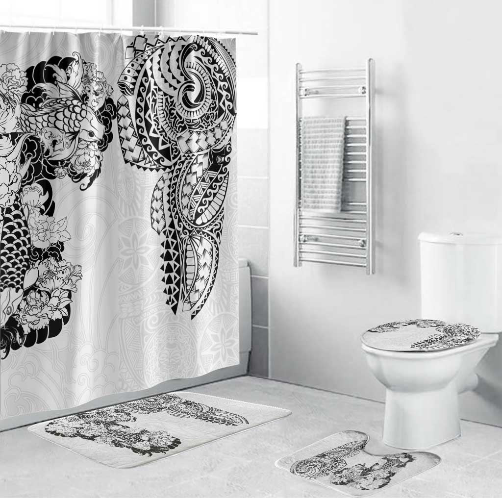 Japanese Irezumi and Hawaiian Polynesian Art Tattoo Bathroom Set White Color - Polynesian Pride