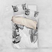 Japanese Irezumi and Hawaiian Polynesian Art Tattoo Bedding Set White Color - Polynesian Pride