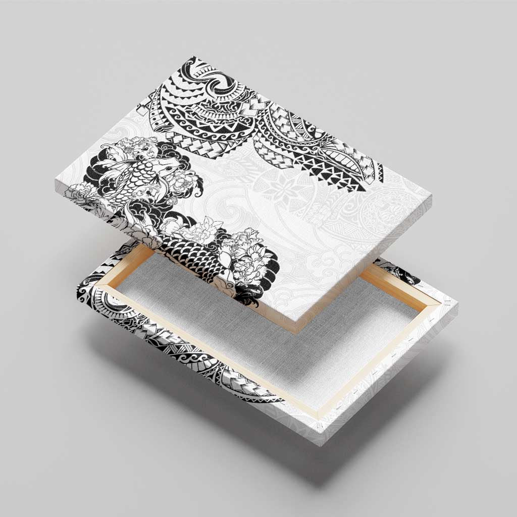 Japanese Irezumi and Hawaiian Polynesian Art Tattoo Canvas Wall Art White Color - Polynesian Pride