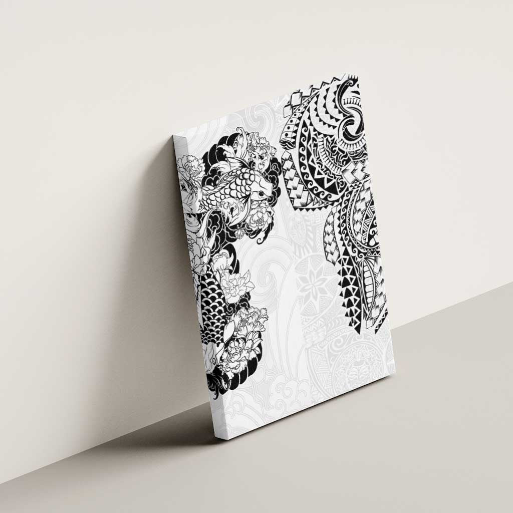 Japanese Irezumi and Hawaiian Polynesian Art Tattoo Canvas Wall Art White Color - Polynesian Pride