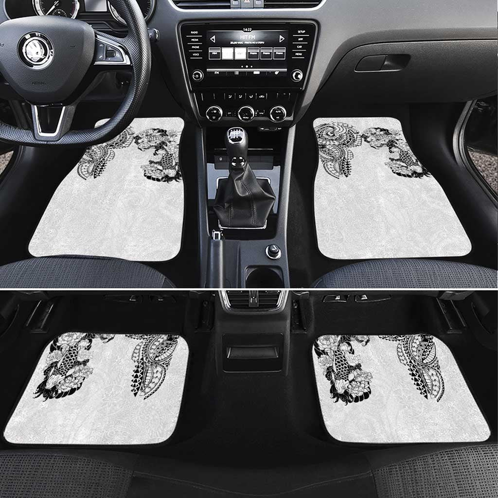 Japanese Irezumi and Hawaiian Polynesian Art Tattoo Car Mats White Color - Polynesian Pride
