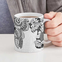Japanese Irezumi and Hawaiian Polynesian Art Tattoo Ceramic Mug White Color - Polynesian Pride