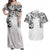 Japanese Irezumi and Hawaiian Polynesian Art Tattoo Couples Matching Off Shoulder Maxi Dress and Hawaiian Shirt White Color - Polynesian Pride
