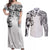 Japanese Irezumi and Hawaiian Polynesian Art Tattoo Couples Matching Off Shoulder Maxi Dress and Long Sleeve Button Shirt White Color - Polynesian Pride