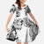 Japanese Irezumi and Hawaiian Polynesian Art Tattoo Family Matching Long Sleeve Bodycon Dress and Hawaiian Shirt White Color - Polynesian Pride