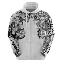 Japanese Irezumi and Hawaiian Polynesian Art Tattoo Hoodie White Color - Polynesian Pride
