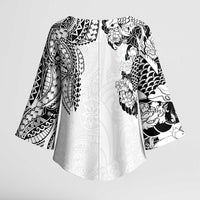 Japanese Irezumi and Hawaiian Polynesian Art Tattoo Kimono Sleeve Blouse White Color - Polynesian Pride