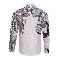 Japanese Irezumi and Hawaiian Polynesian Art Tattoo Long Sleeve Button Shirt White Color - Polynesian Pride