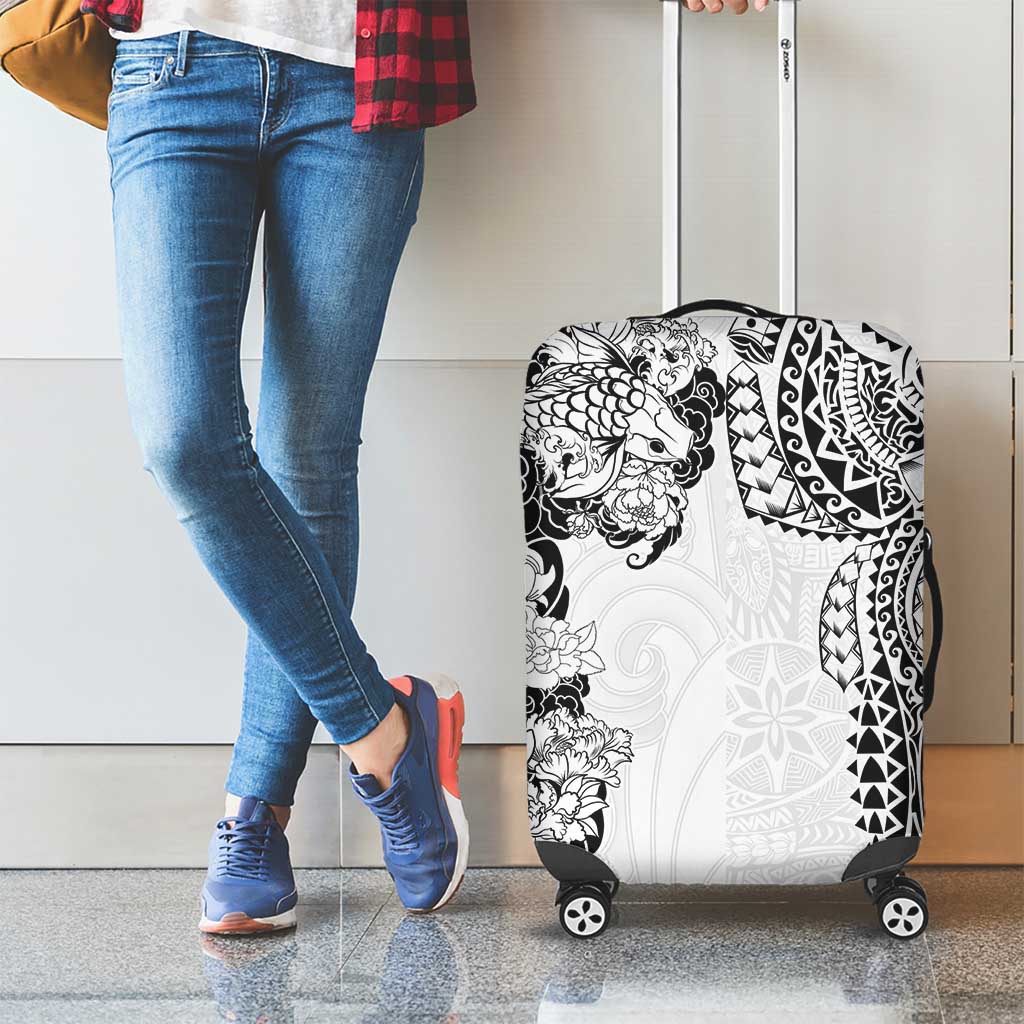 Japanese Irezumi and Hawaiian Polynesian Art Tattoo Luggage Cover White Color - Polynesian Pride
