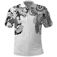 Japanese Irezumi and Hawaiian Polynesian Art Tattoo Polo Shirt White Color - Polynesian Pride