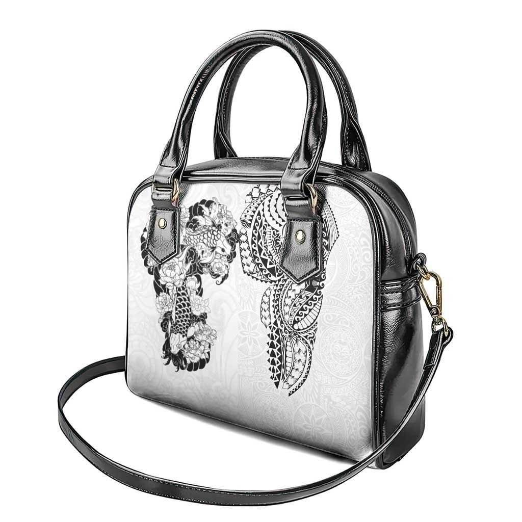 Japanese Irezumi and Hawaiian Polynesian Art Tattoo Shoulder Handbag White Color - Polynesian Pride